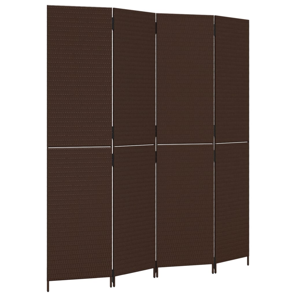 rumdeler 4 paneler polyrattan brun