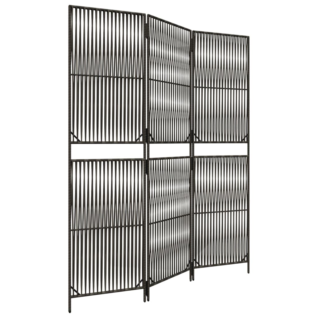 rumdeler 3 paneler polyrattan grå