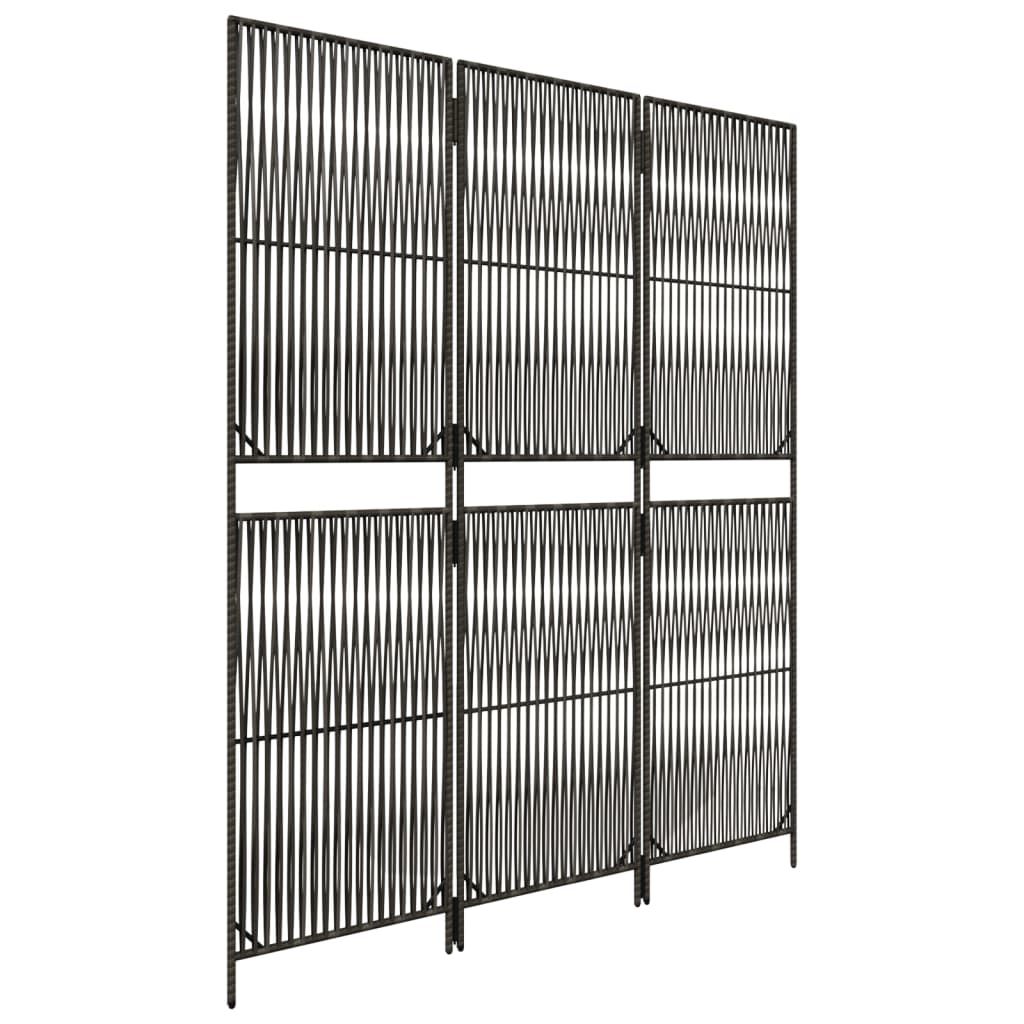 rumdeler 3 paneler polyrattan grå