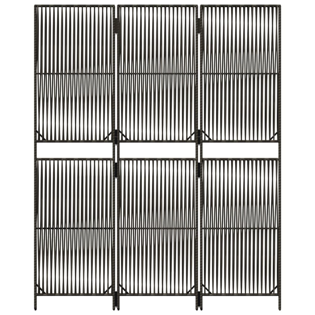 rumdeler 3 paneler polyrattan grå