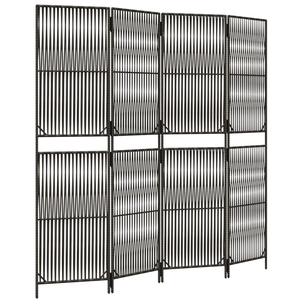 rumdeler 4 paneler polyrattan grå
