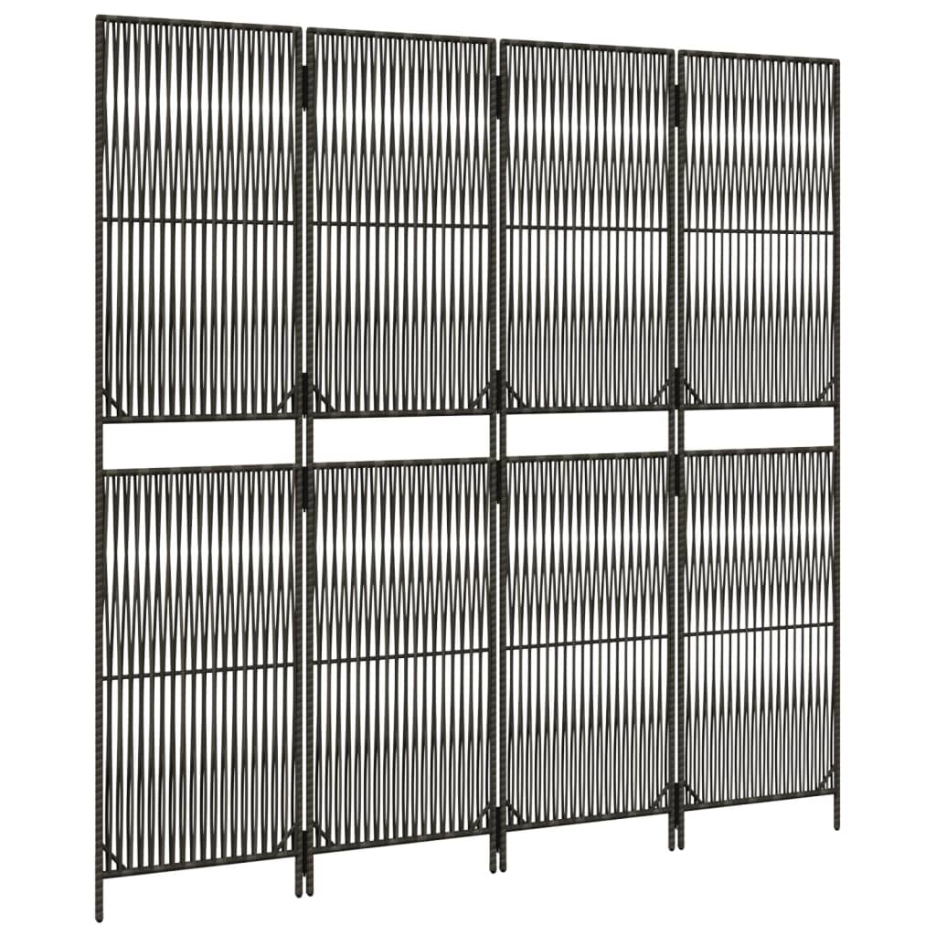 rumdeler 4 paneler polyrattan grå
