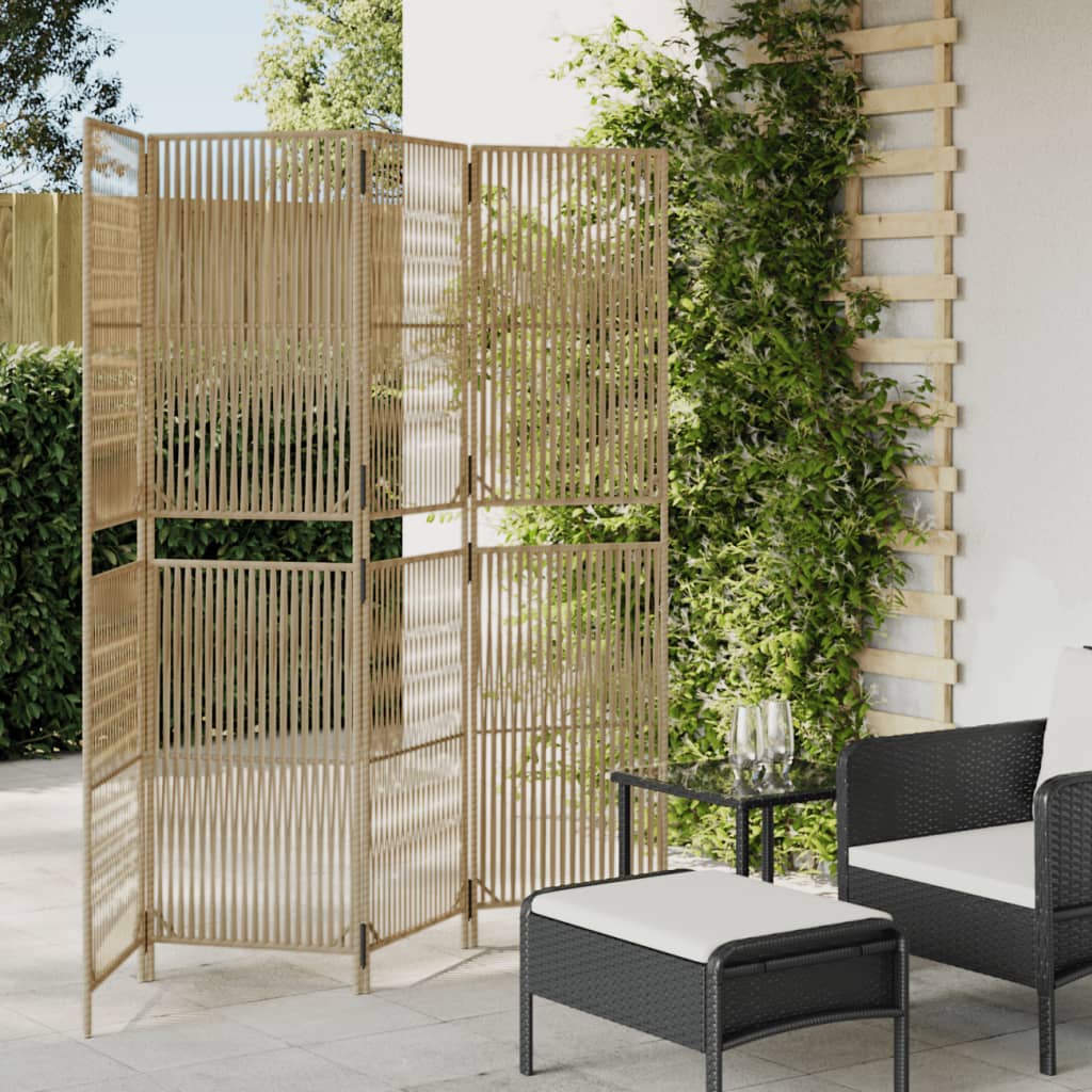 rumdeler 4 paneler polyrattan beige