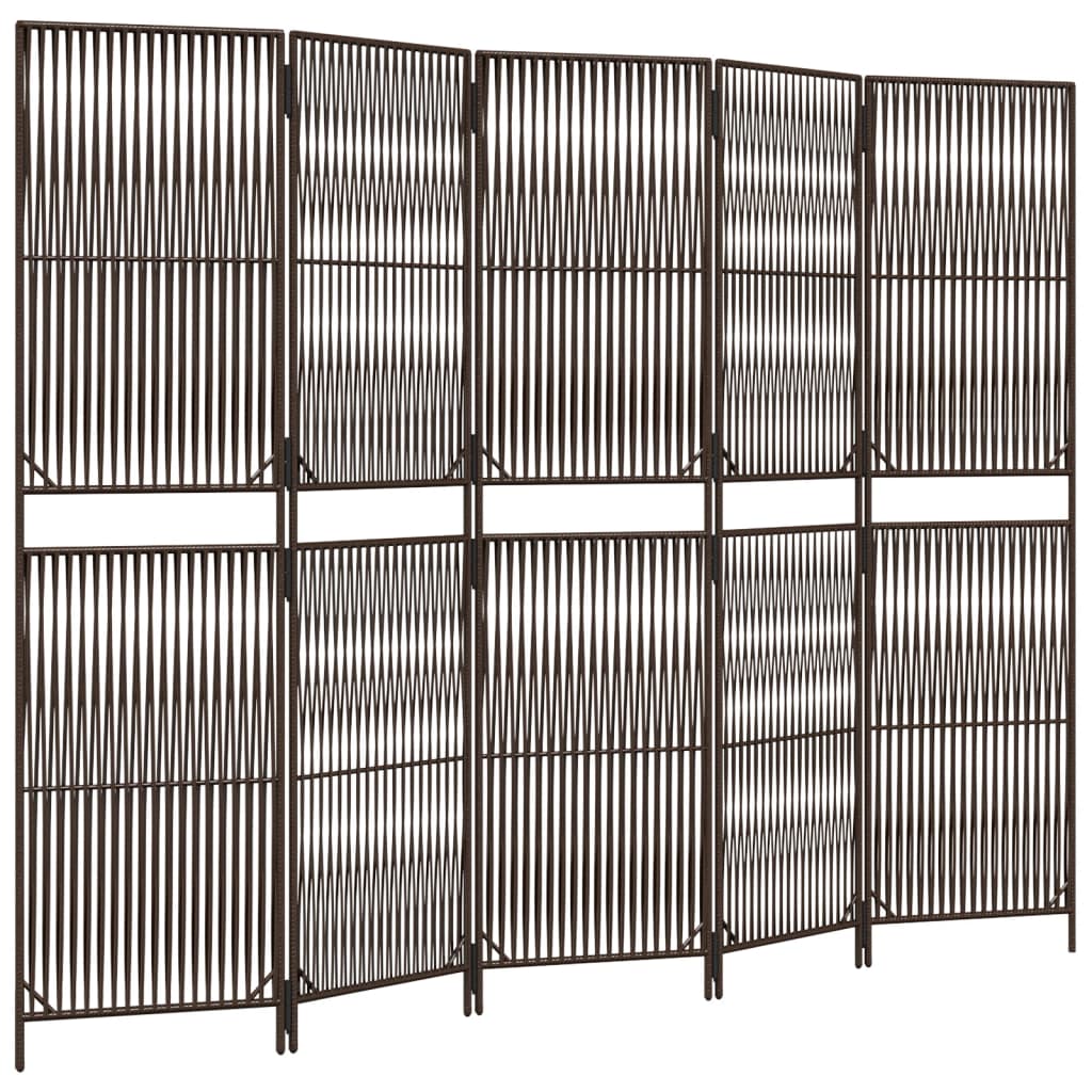 rumdeler 5 paneler polyrattan brun