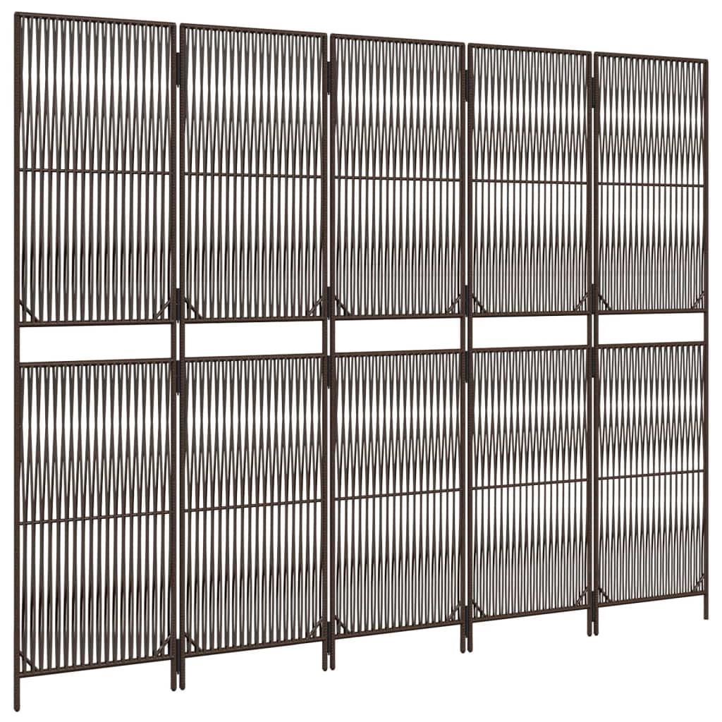 rumdeler 5 paneler polyrattan brun