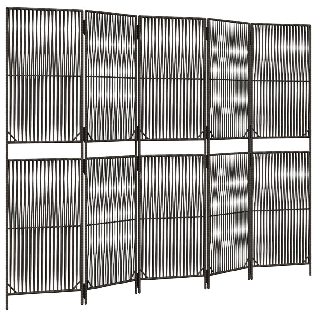 rumdeler 5 paneler polyrattan grå