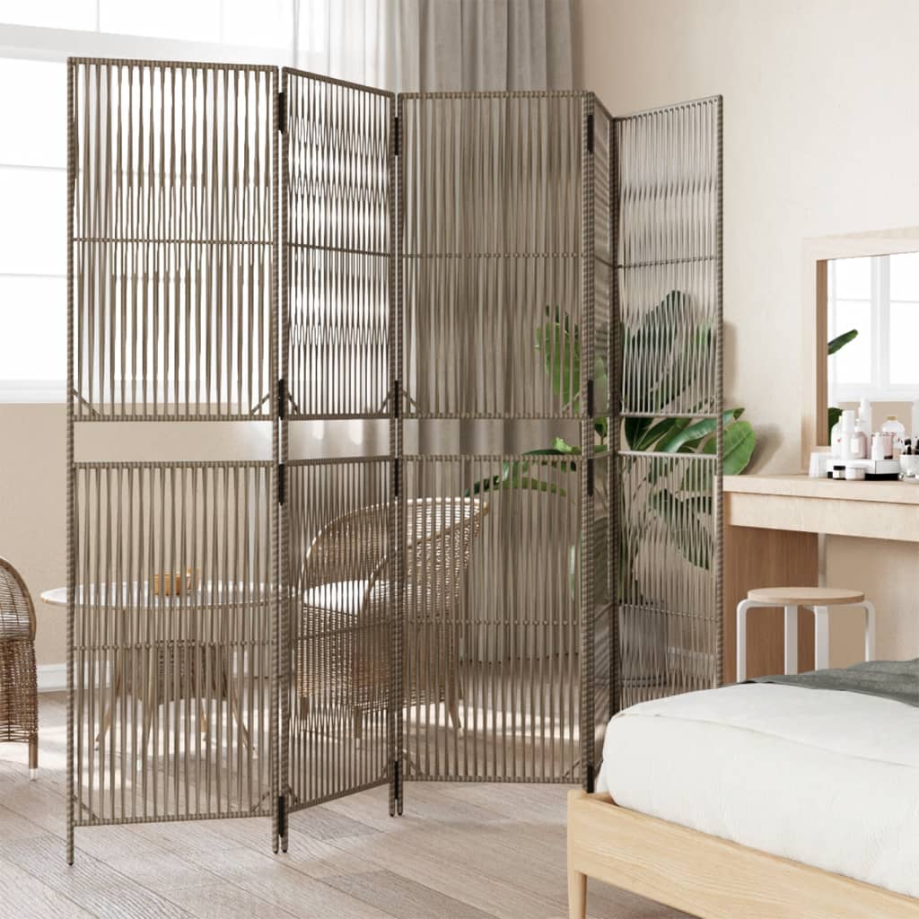 rumdeler 5 paneler polyrattan grå