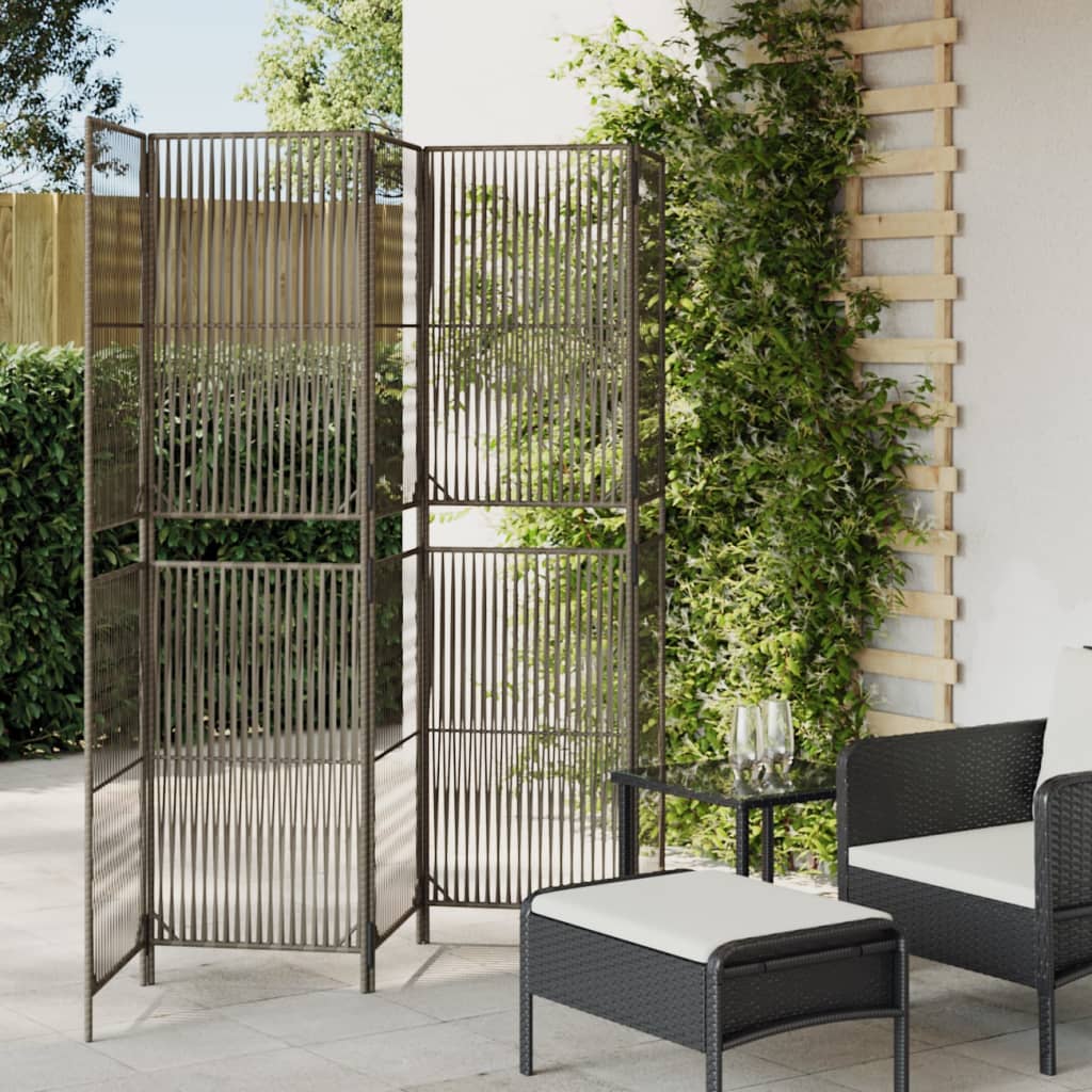rumdeler 5 paneler polyrattan grå