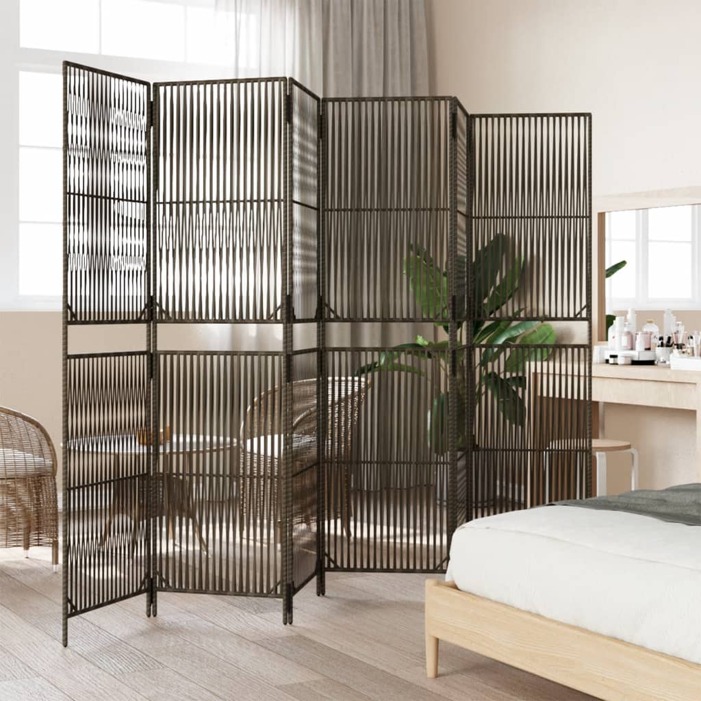 rumdeler 6 paneler polyrattan brun