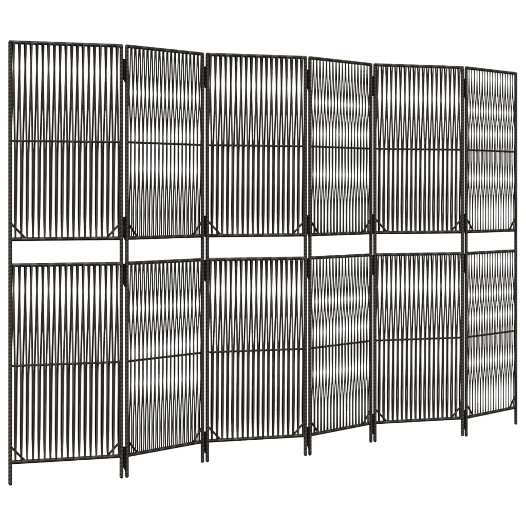 rumdeler 6 paneler polyrattan grå