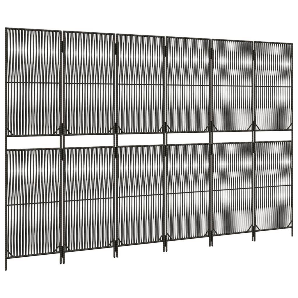 rumdeler 6 paneler polyrattan grå