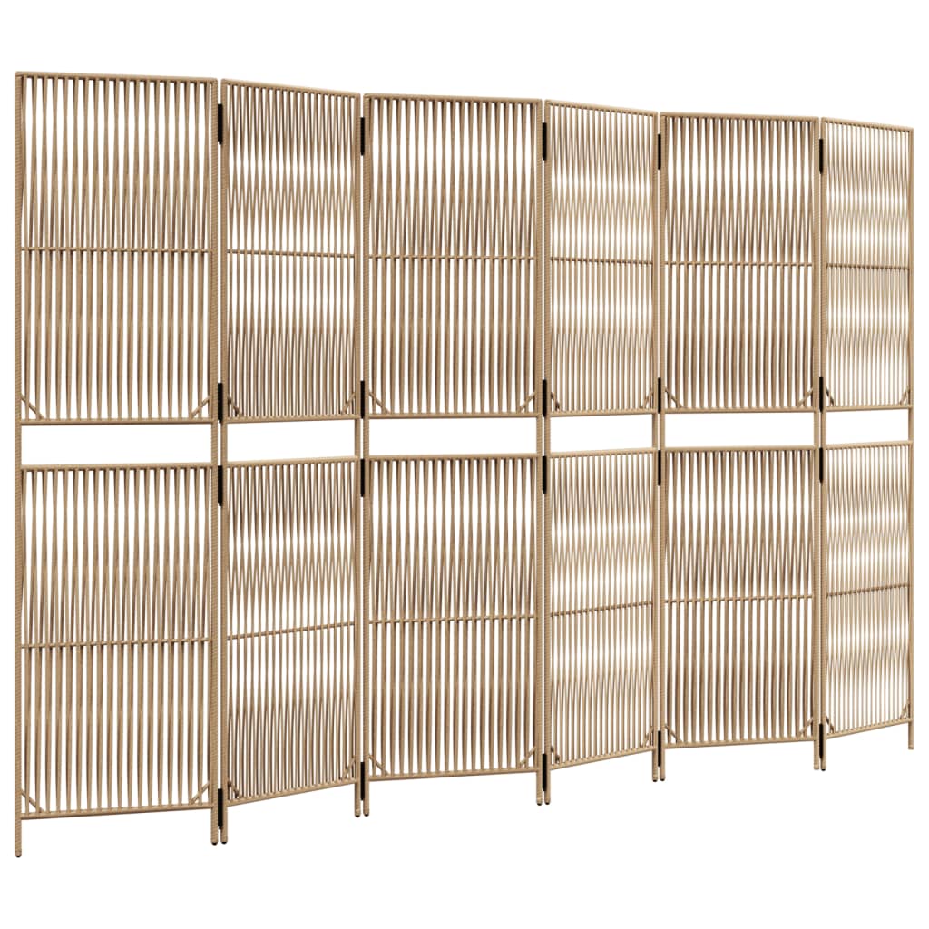 rumdeler 6 paneler polyrattan beige