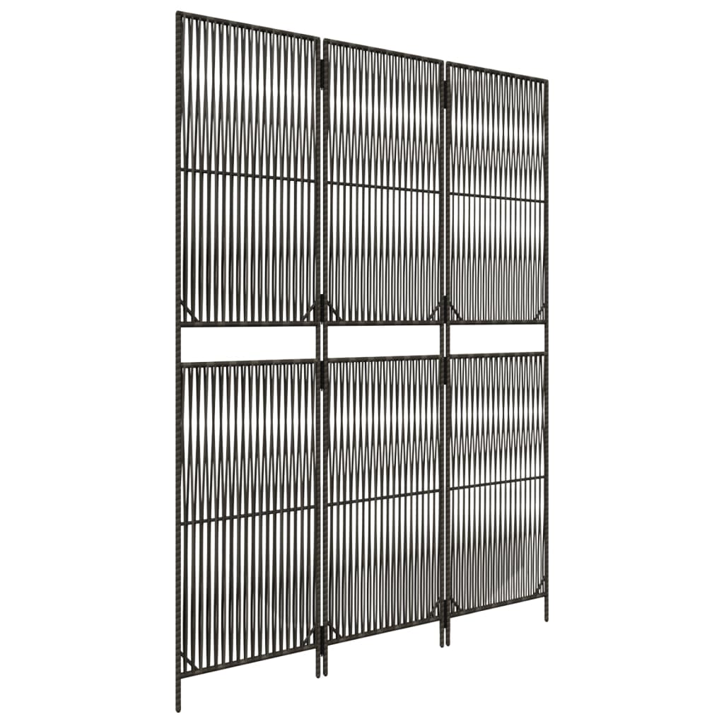 rumdeler 3 paneler polyrattan grå