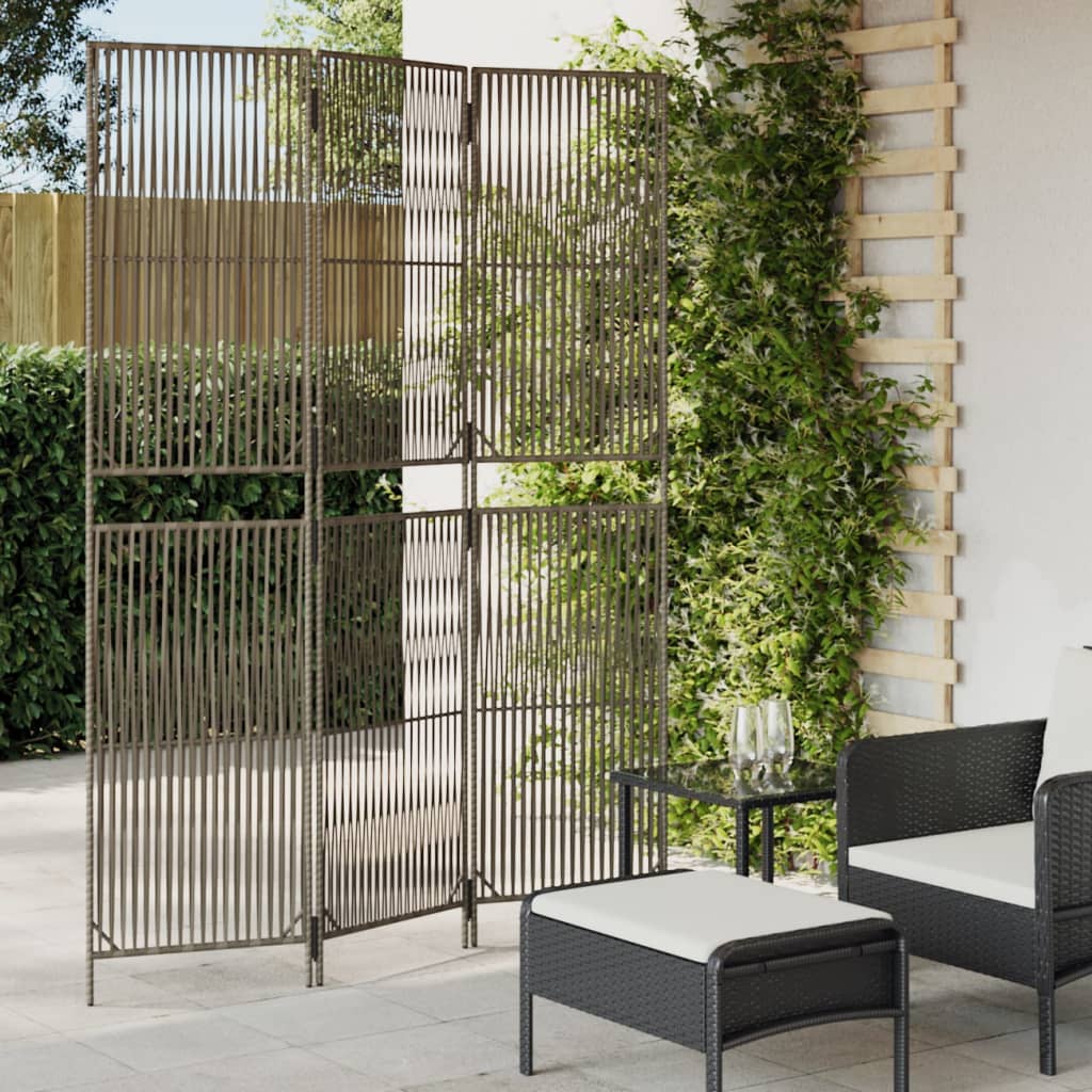 rumdeler 3 paneler polyrattan grå