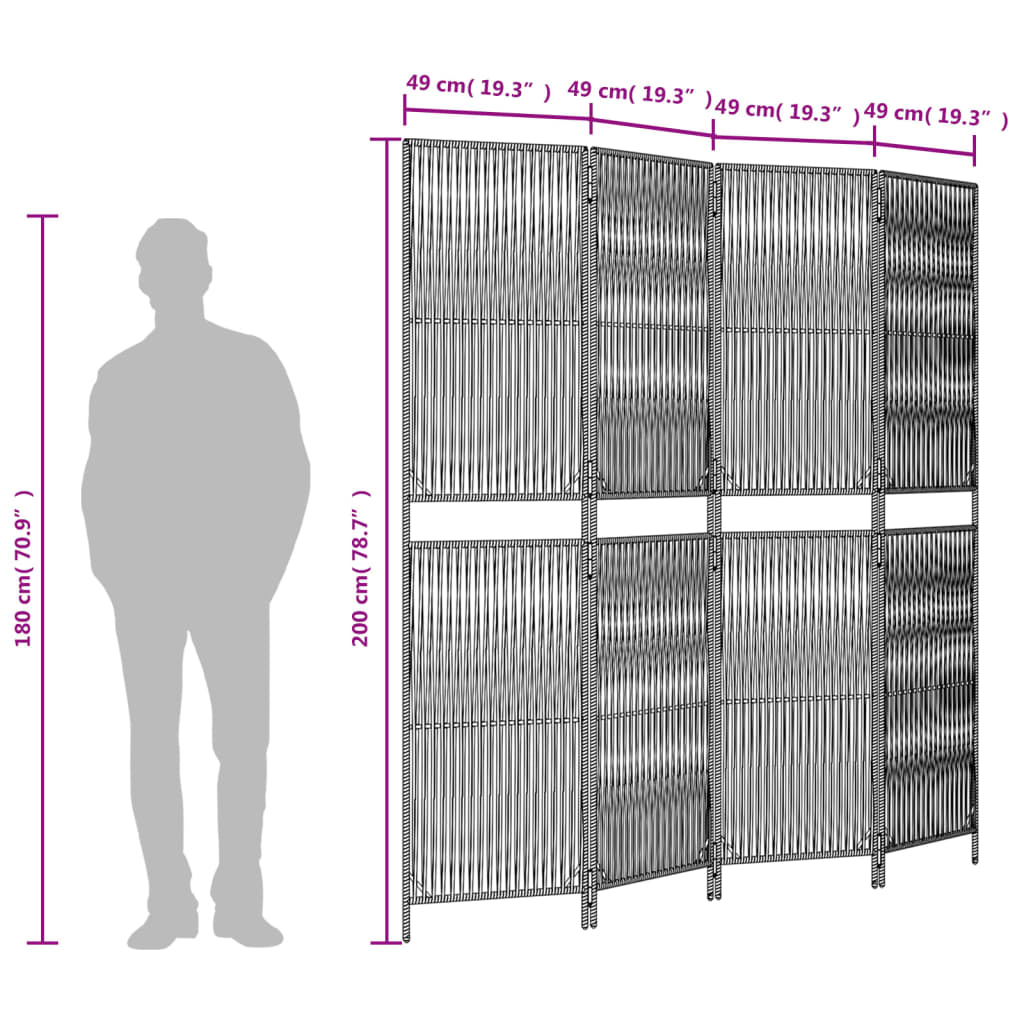 rumdeler 4 paneler polyrattan brun