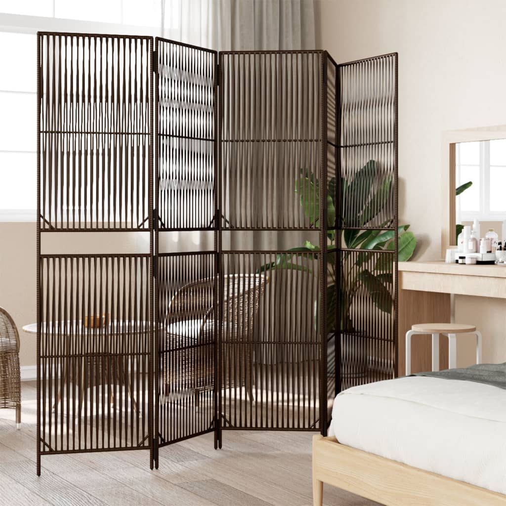 rumdeler 5 paneler polyrattan brun