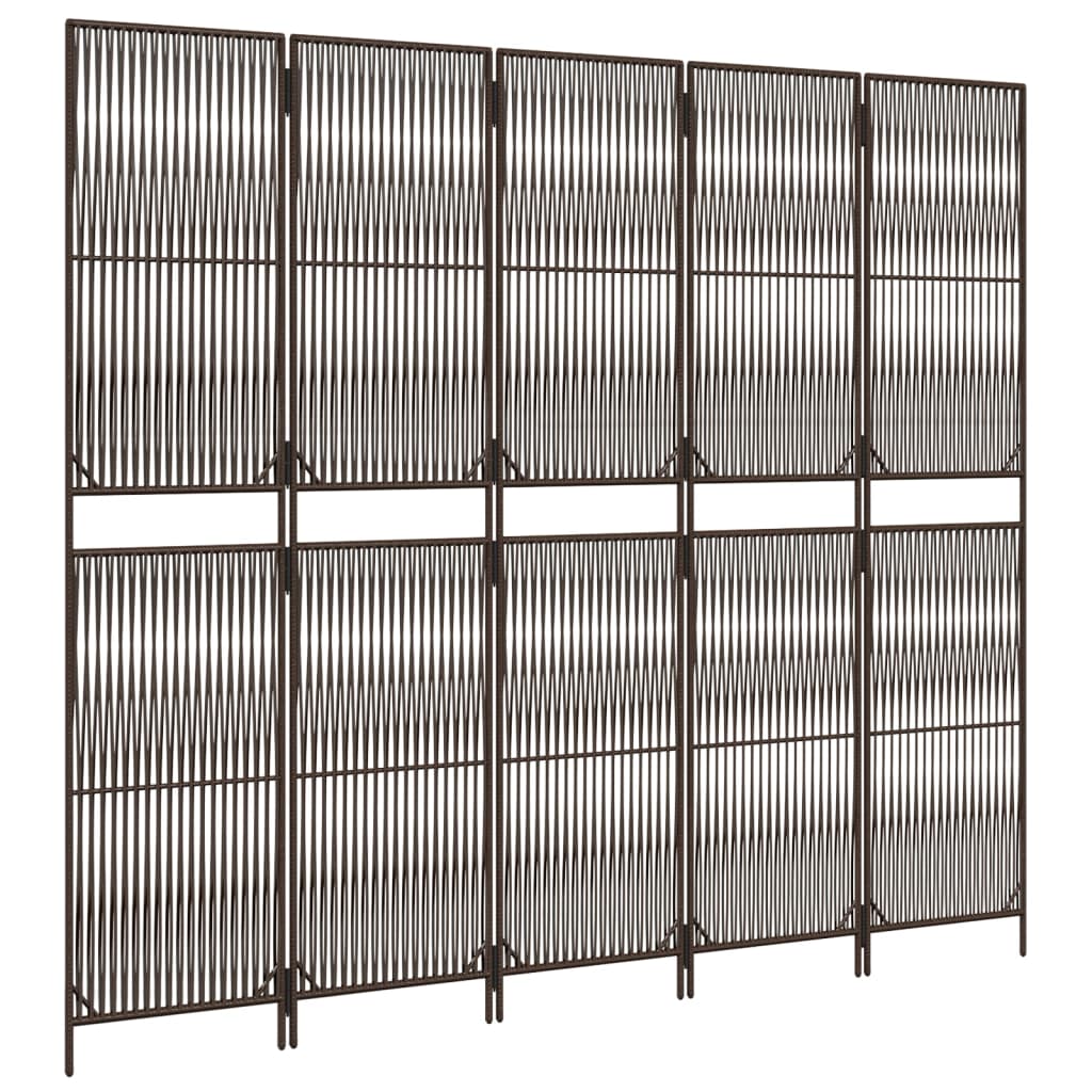 rumdeler 5 paneler polyrattan brun