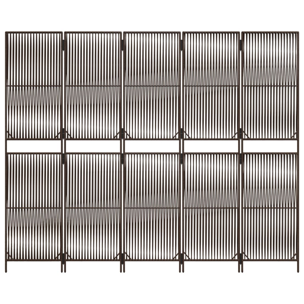 rumdeler 5 paneler polyrattan brun