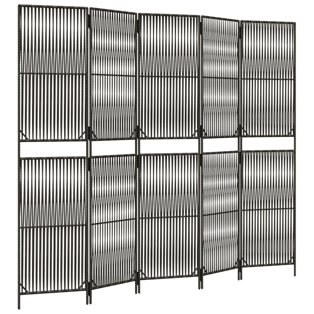 rumdeler 5 paneler polyrattan grå