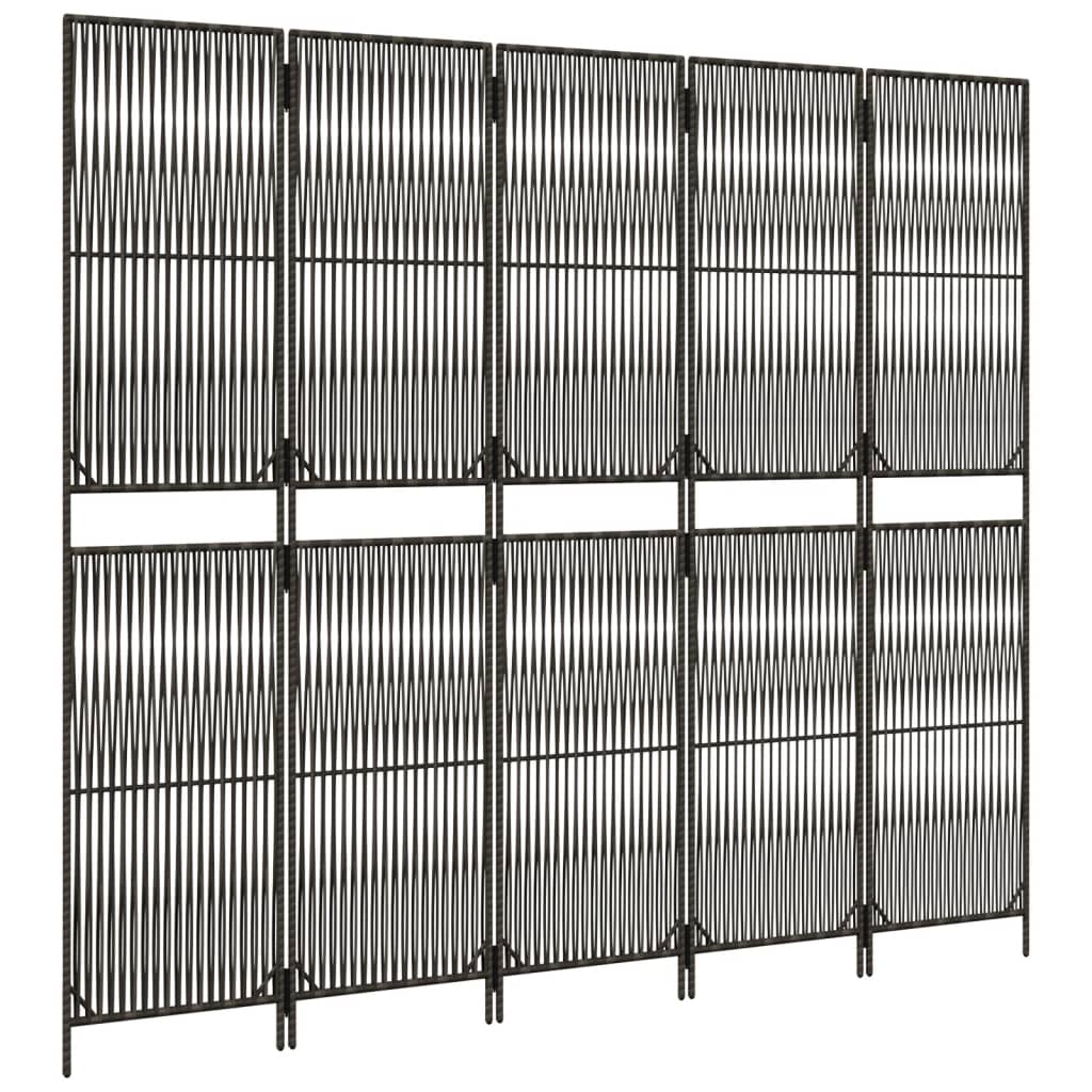 rumdeler 5 paneler polyrattan grå