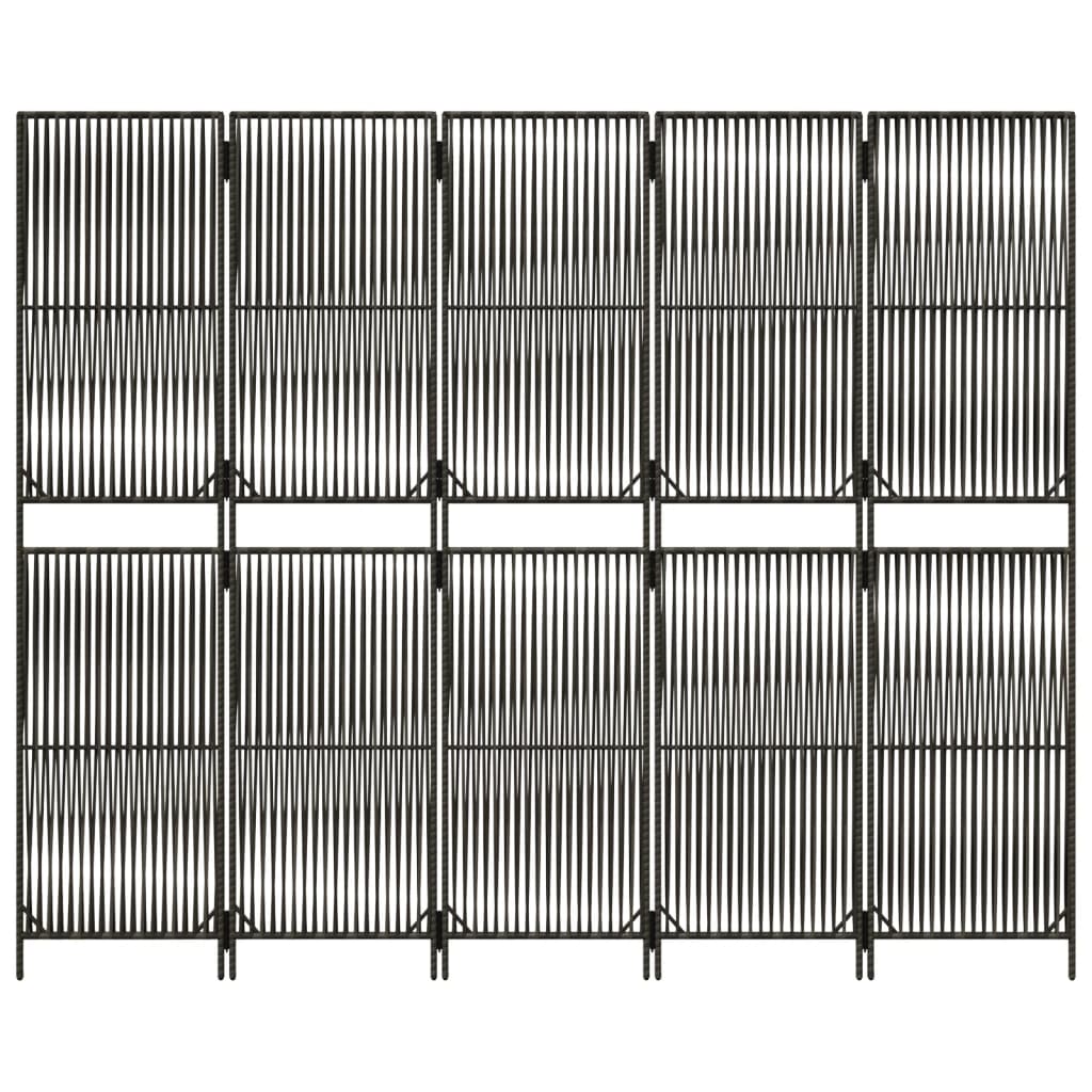 rumdeler 5 paneler polyrattan grå