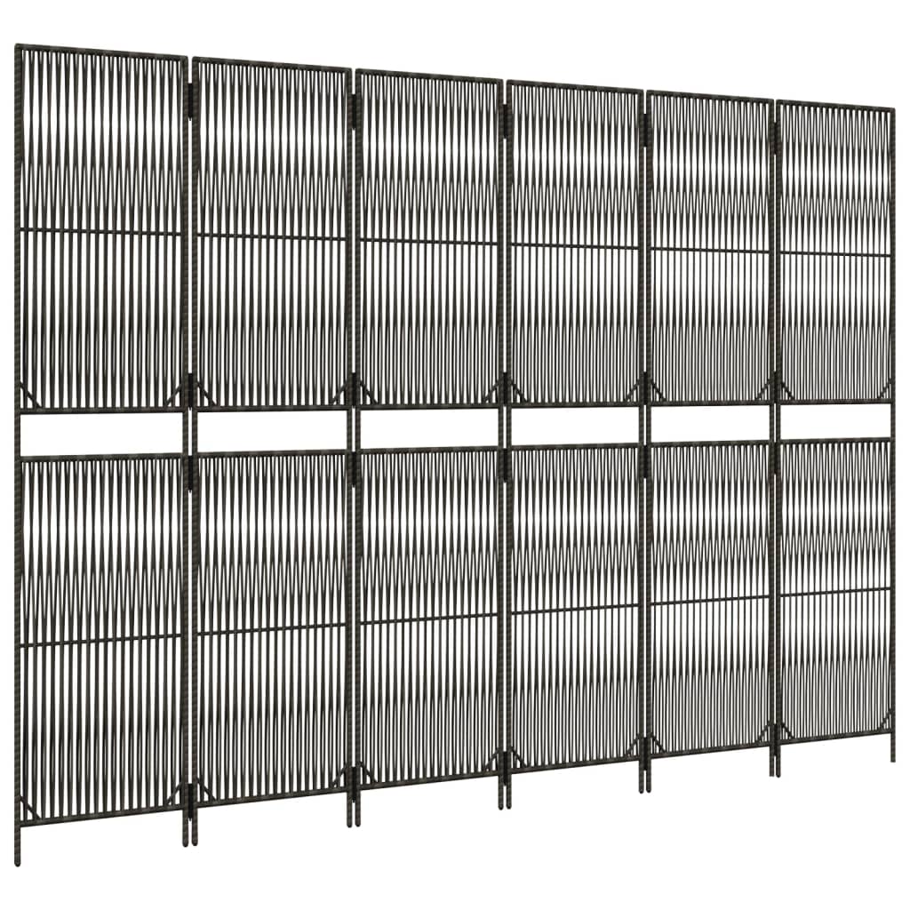 rumdeler 6 paneler polyrattan grå