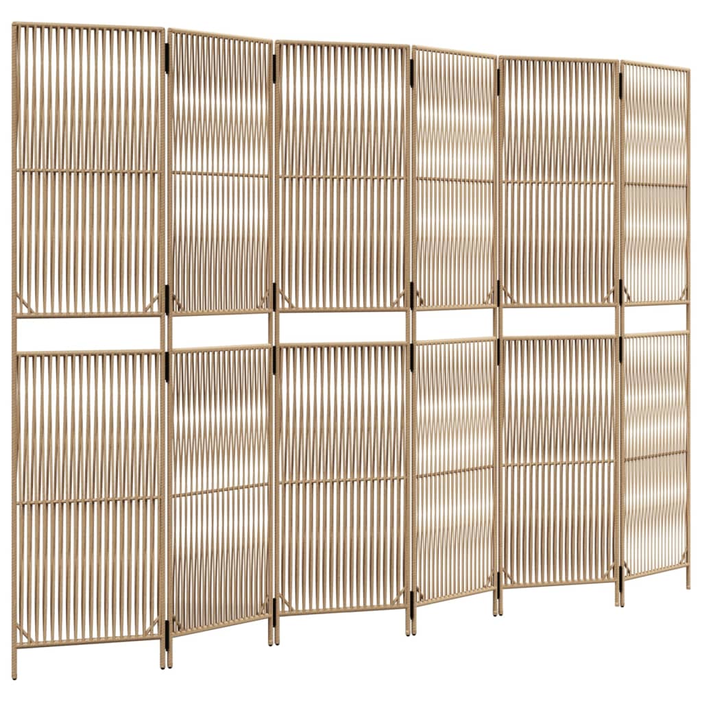 rumdeler 6 paneler polyrattan beige