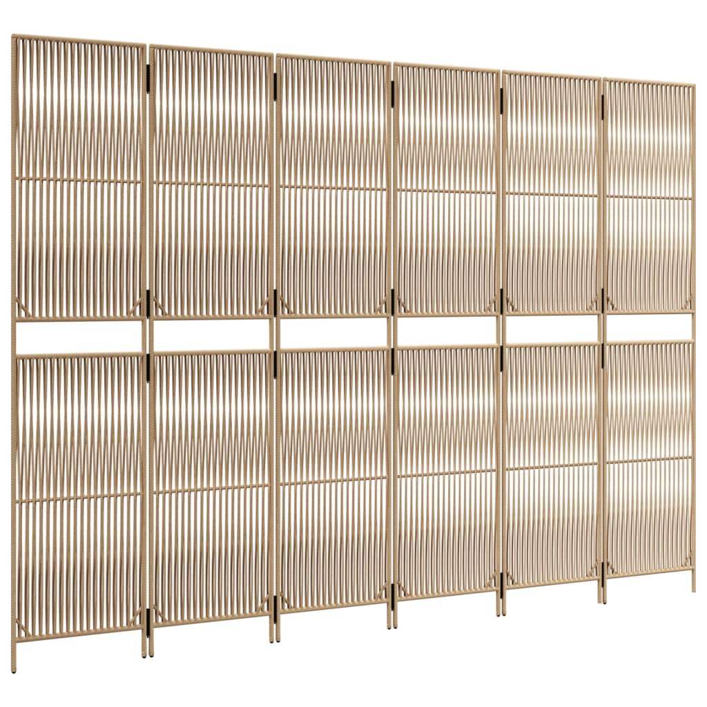 rumdeler 6 paneler polyrattan beige