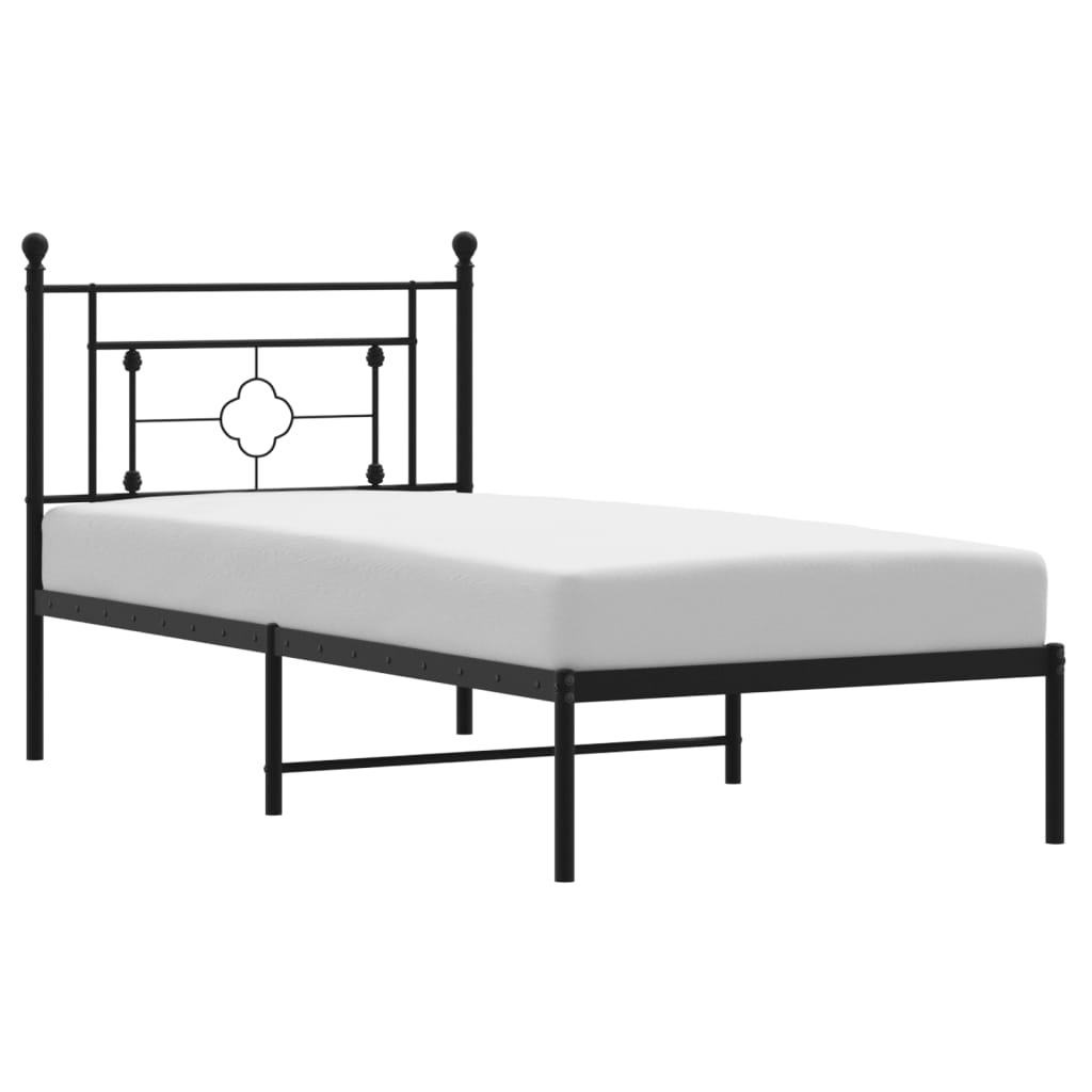sengeramme med sengegavl 100x190 cm metal sort