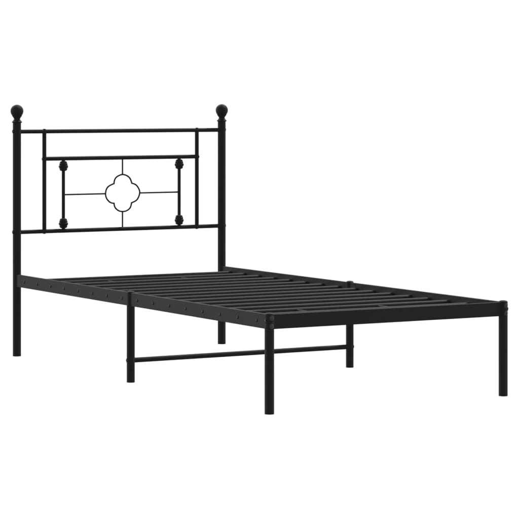 sengeramme med sengegavl 100x190 cm metal sort