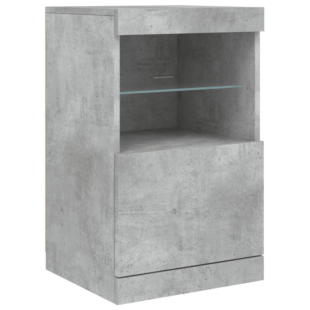 skænk med LED-lys 41x37x67 cm betongrå