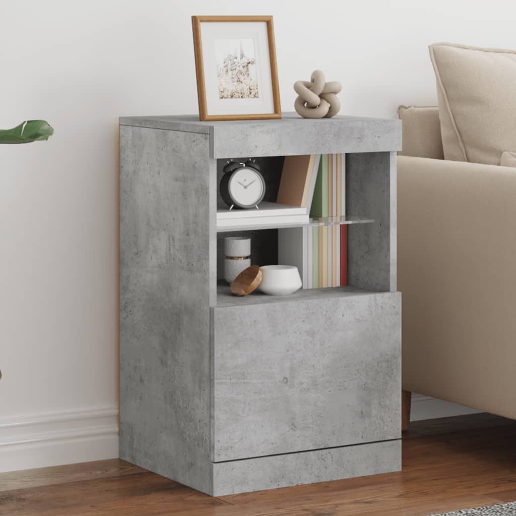skænk med LED-lys 41x37x67 cm betongrå