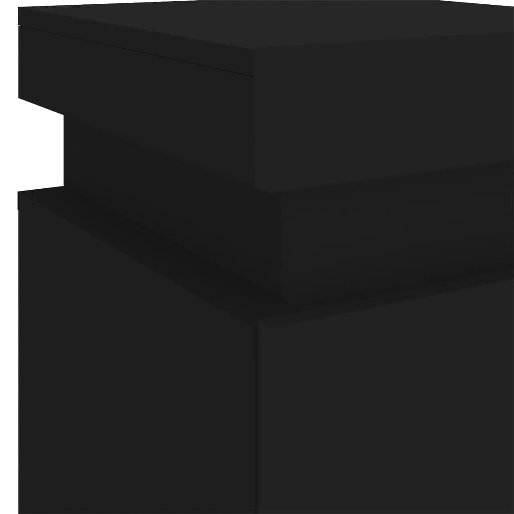 sengebord med LED-lys 35x39x55 cm sort
