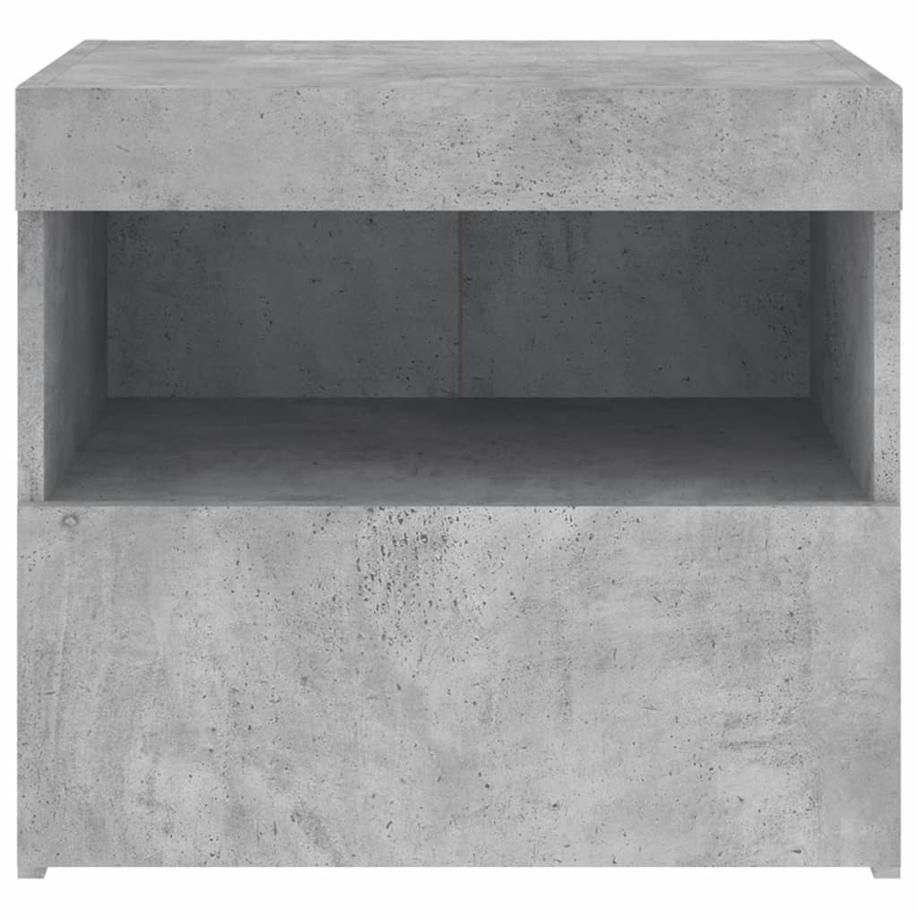 sengebord med LED-lys 50x40x45 cm betongrå