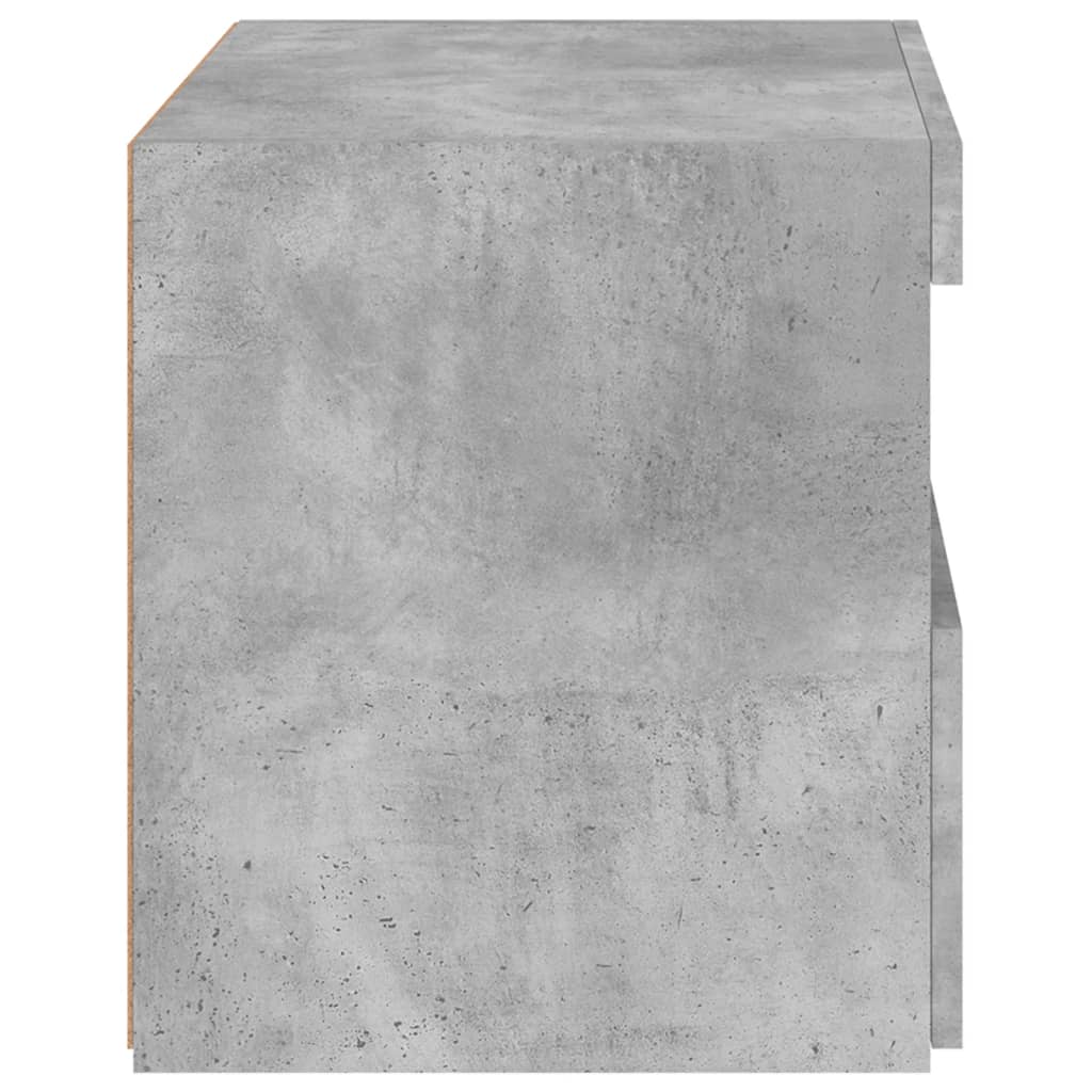 sengebord med LED-lys 50x40x45 cm betongrå