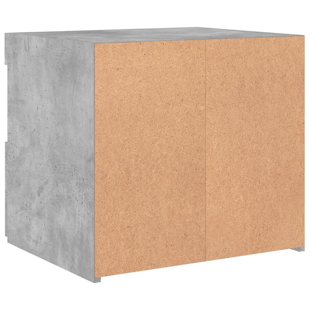 sengebord med LED-lys 50x40x45 cm betongrå