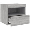 sengeborde 2 stk. med LED-lys 50x40x45 cm grå sonoma-eg