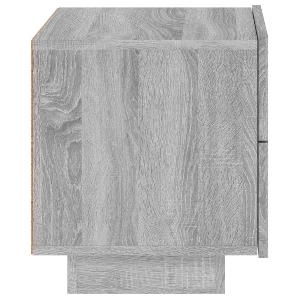 sengebord med LED-lys 70x36x40,5 cm grå sonoma-eg
