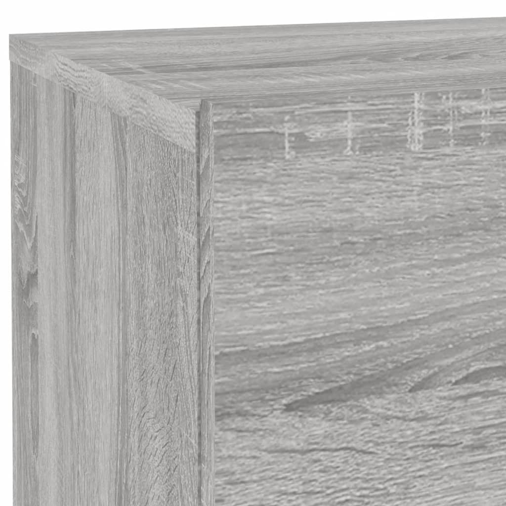 sengebord med LED-lys 70x36x40,5 cm grå sonoma-eg