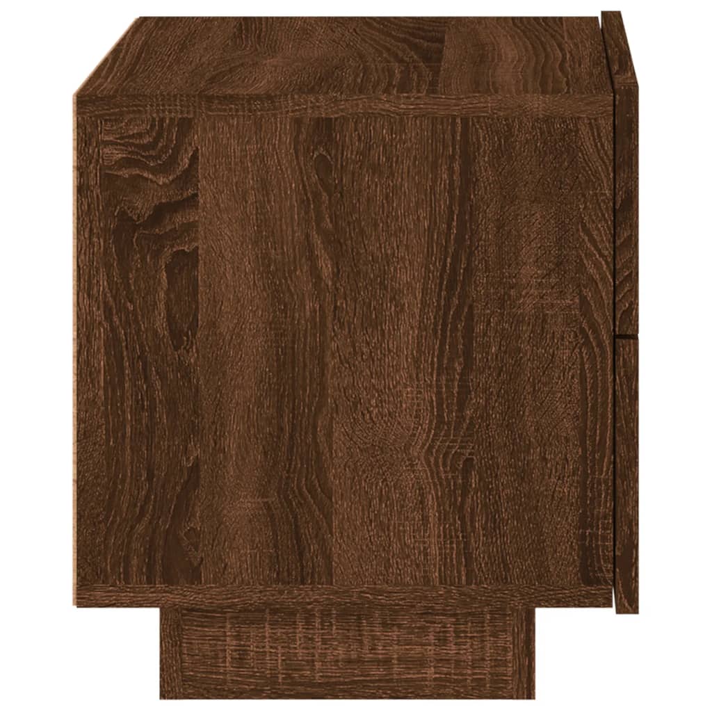 sengebord med LED-lys 70x36x40,5 cm brun egetræsfarve