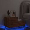 sengebord med LED-lys 70x36x40,5 cm brun egetræsfarve