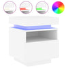 sengebord med LED-lys 40x39x48,5 cm hvid