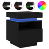 sengebord med LED-lys 40x39x48,5 cm sort