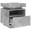 sengebord med LED-lys 40x39x48,5 cm betongrå