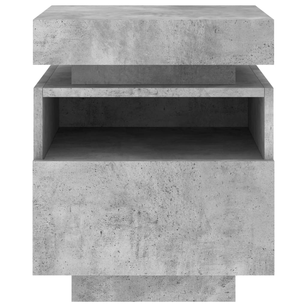 sengebord med LED-lys 40x39x48,5 cm betongrå