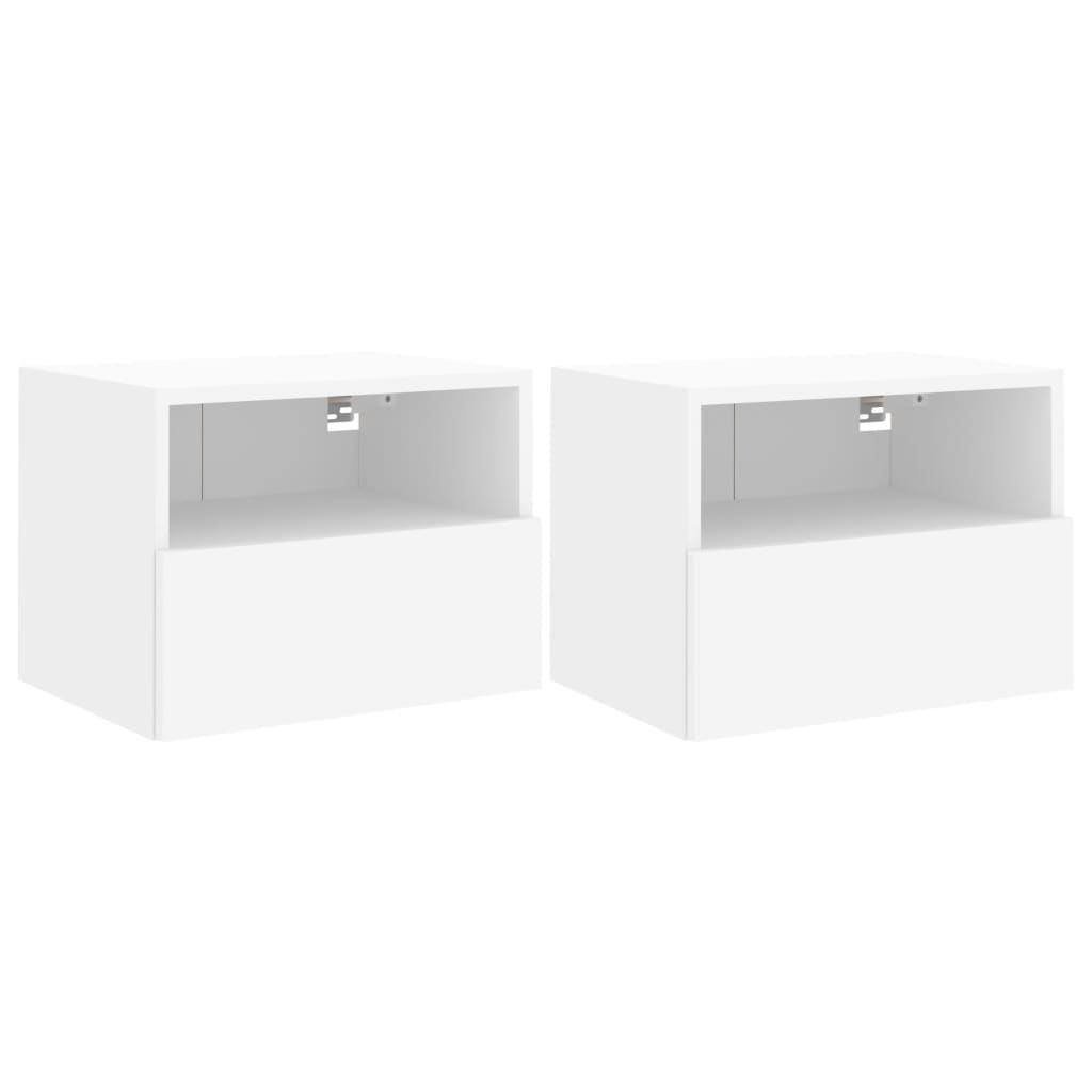 væghængte tv-borde 2 stk. 40x30x30 cm konstrueret træ hvid
