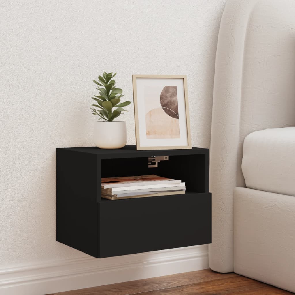 væghængt tv-bord 40x30x30 cm konstrueret træ sort