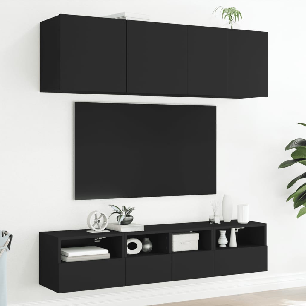 væghængt tv-bord 40x30x30 cm konstrueret træ sort