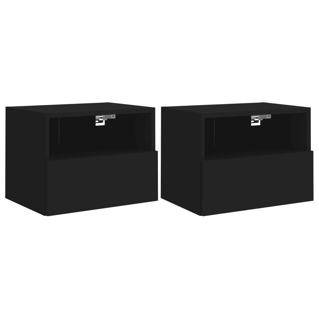 væghængte tv-borde 2 stk. 40x30x30 cm konstrueret træ sort