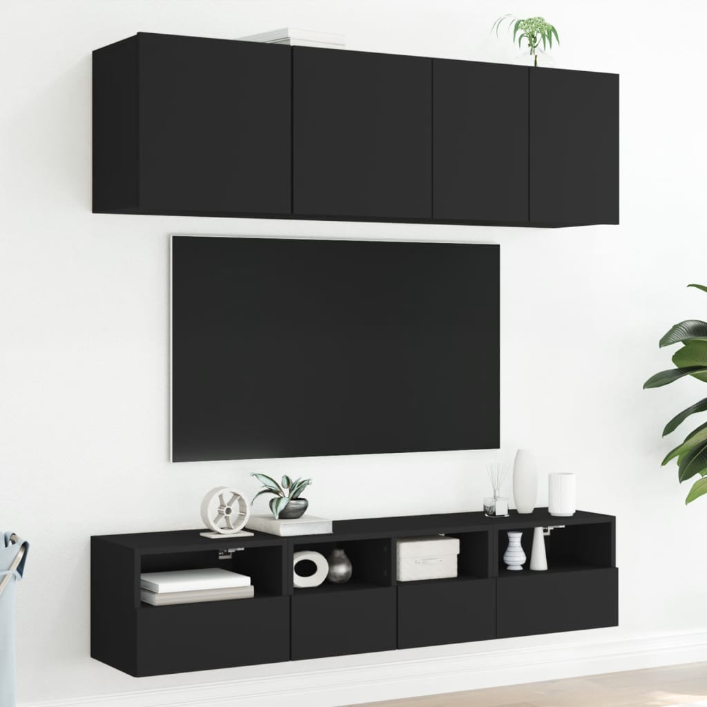 væghængte tv-borde 2 stk. 40x30x30 cm konstrueret træ sort